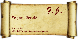 Fejes Jenő névjegykártya